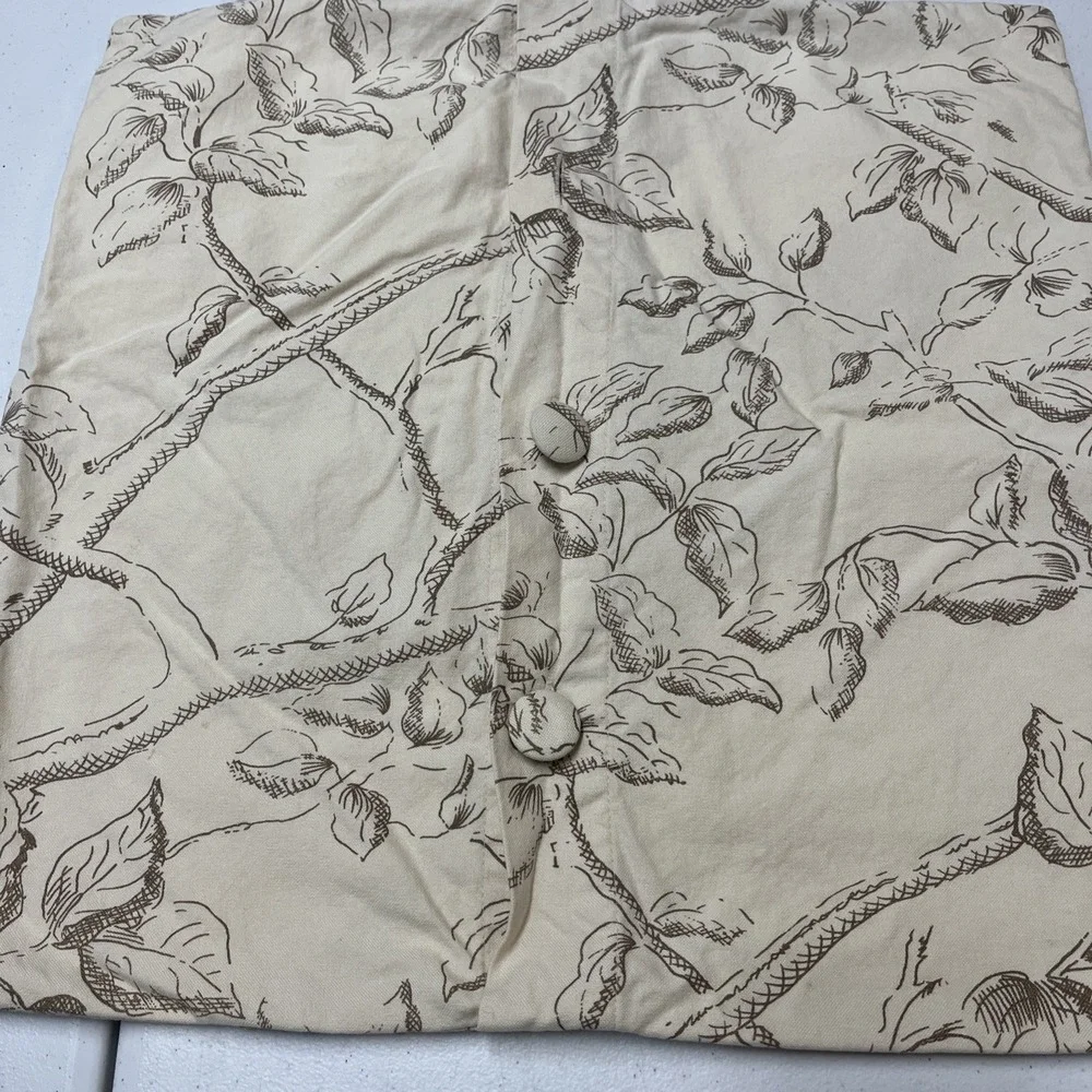 Pottery Barn Pillow Sham Embroidered Bird Ivory Botanical 18x18 Button Close